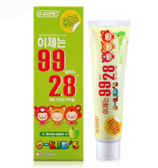 韩国进口 O-ZONE9928 8无儿童牙膏60g 青苹果味正品防蛀少量吞咽图2
