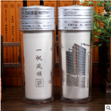 银离子广告水杯可定制批发纯银保健杯促销礼品杯可印字月食银杯子
