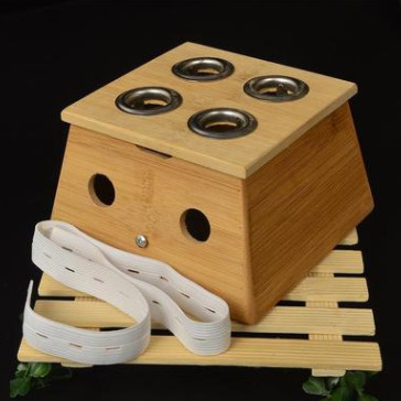 竹制艾灸器具正方形四孔温灸盒 四方4孔艾草盒 长艾条用艾灸罐图2
