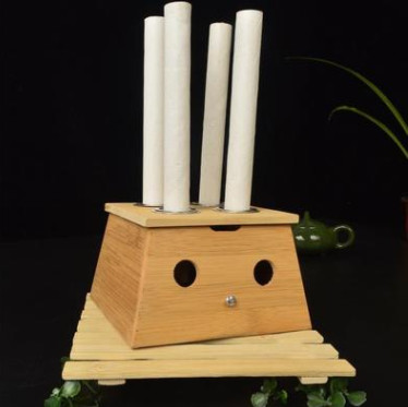 竹制艾灸器具正方形四孔温灸盒 四方4孔艾草盒 长艾条用艾灸罐图3