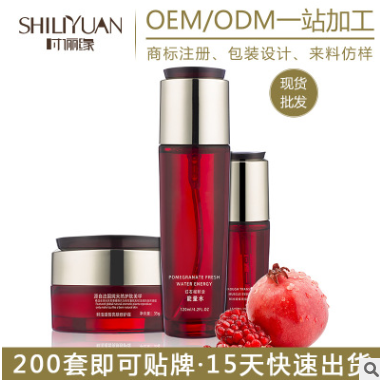 美容院热卖红石榴滋润补水保湿三件套化妆品套盒面部护理套装批发图1