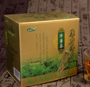 康力得力精美黄色包装 复方颗粒牛蒡茶4g 15包每盒 2盒手提袋装 老年人礼品必备图3