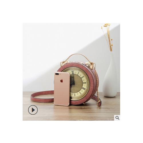 阿米琳娅2019新款女包手提斜挎包时钟包个性链条小圆钟造型