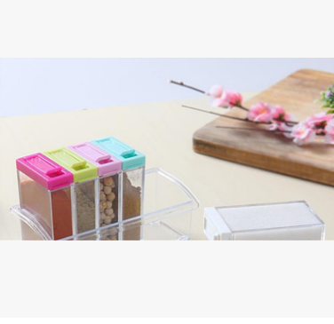 厨房用品透明塑料调味盒 调料瓶六件套装 盐味精调味罐调料收纳盒图2