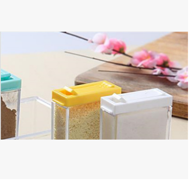 厨房用品透明塑料调味盒 调料瓶六件套装 盐味精调味罐调料收纳盒图3