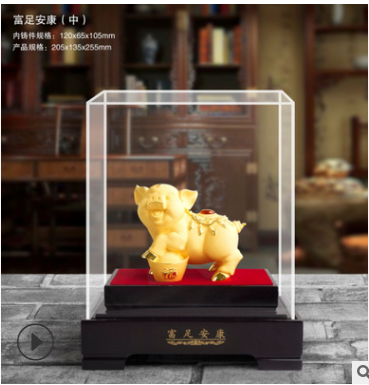 厂家批发猪年新品绒沙金猪年摆件电铸开业乔迁保险会销送礼礼品图2