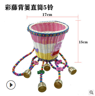 厂家批发新款藤编双肩背篓 花瓶 孔雀花篮风铃5铃手工编织名族风图2