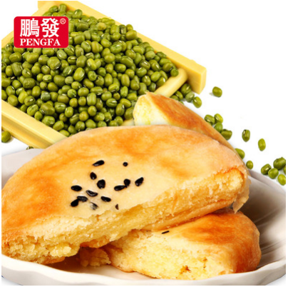 特产零食鹏发食品绿豆饼202g糕点休闲小吃特色食品美食特产包邮图1
