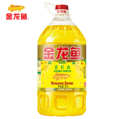 金龙鱼纯正菜籽油5L桶装 非转基因压榨 煎炸食用油图2
