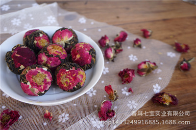 云南普洱茶 纯手工玫瑰茉莉菊花加滇红小沱花茶龙珠 散装批发图2
