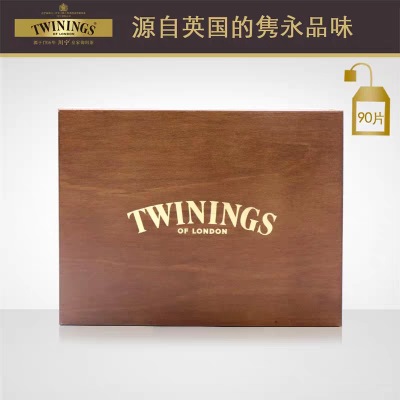 川宁红茶茶叶礼盒+90片茶包进口TWININGS 木盒6格+5口味红茶手礼