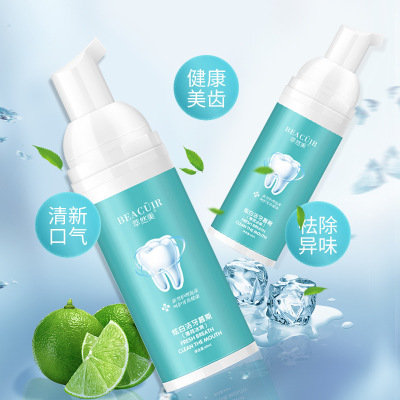 萃然美洁牙慕斯 美白牙齿 口腔清洁 清新口气 去除口臭泡沫牙粉图3
