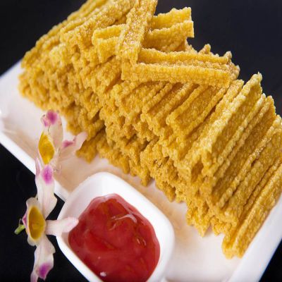 云南滇通钱氏苦荞片半成品18斤荞麦丝锅巴需油炸零食整箱批发图3