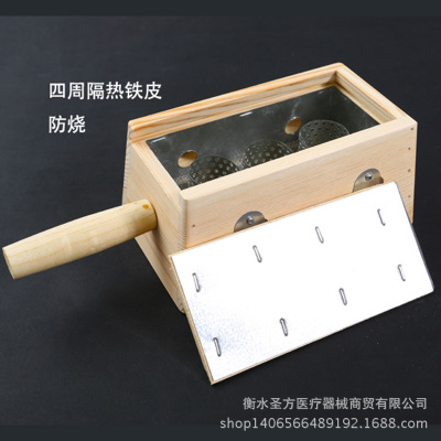 圆柱型实木三柱艾灸盒 木制3孔艾条温灸器具艾炙盒艾熏器随身灸图3