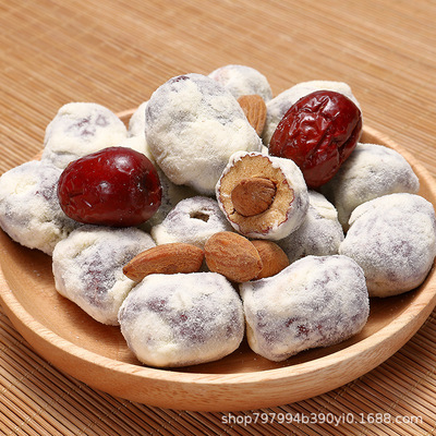 网红奶枣巴旦木夹心新鲜趣味小吃香甜 自制新年零食红枣500g装图3