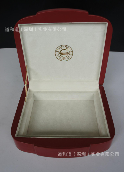 人参燕窝木盒 亮光 高光红色喷漆木盒 烤漆植绒烫金木盒图1