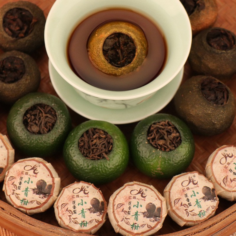 新会小青柑陈皮普洱茶 半生晒正宫廷小青柑柑普茶叶熟茶 生产加工图4