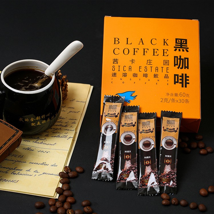 茜卡庄园速溶纯黑咖啡无蔗糖咖啡粉盒装2克*30条图3