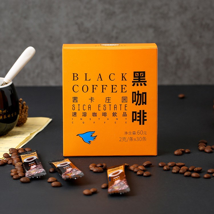 茜卡庄园速溶纯黑咖啡无蔗糖咖啡粉盒装2克*30条图2