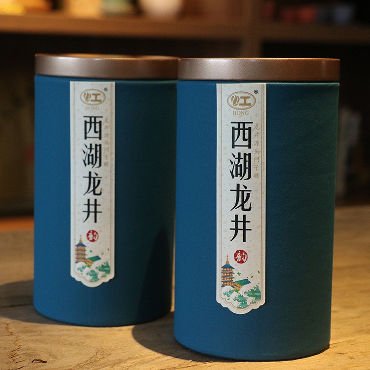 2022新茶雨前一级龙井茶 杭州西湖产区自饮纸罐装绿茶厂家批发图2