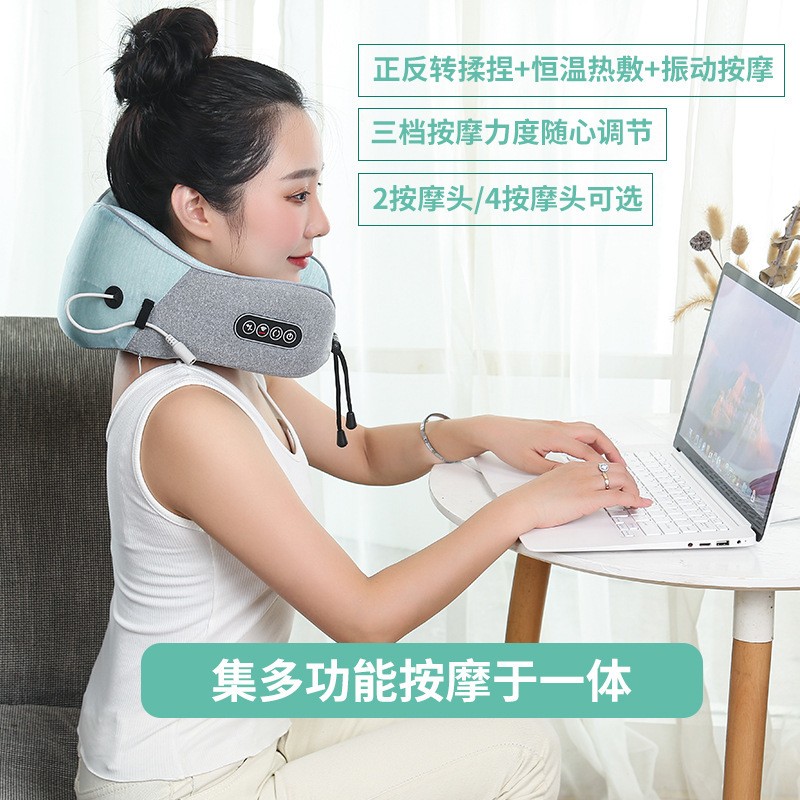 【实力工厂】按摩枕 颈椎按摩器便携式旅行 强动力电动按摩u型枕图3