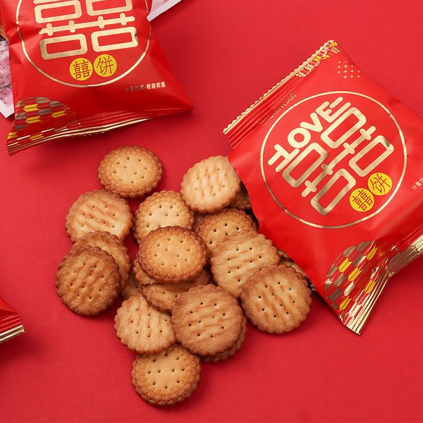 千禧园喜饼500g小圆饼海盐味曲奇饼干结婚喜糖婚庆食品散装批发图2