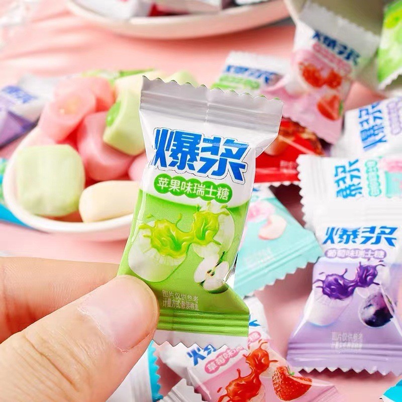 千禧园爆浆瑞士糖水果糖软糖结婚喜糖高颜值糖果休闲零食散装批发图2