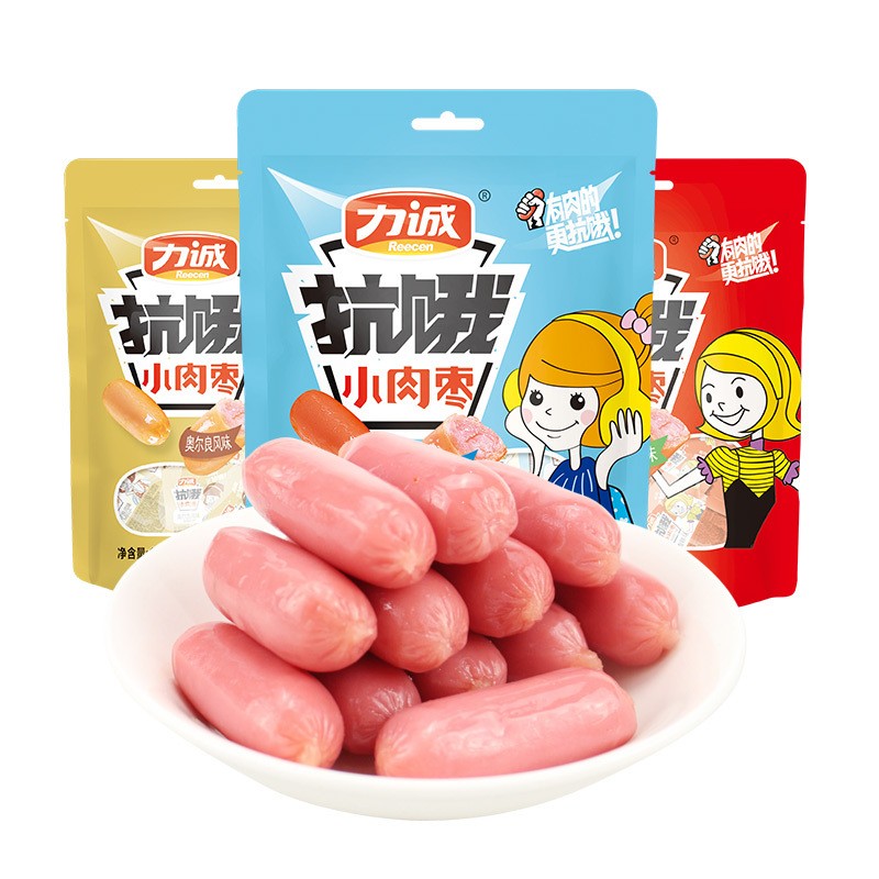 力诚抗饿小肉枣92g袋装网红休闲小零食即食小烤肠多种口味小香肠图4