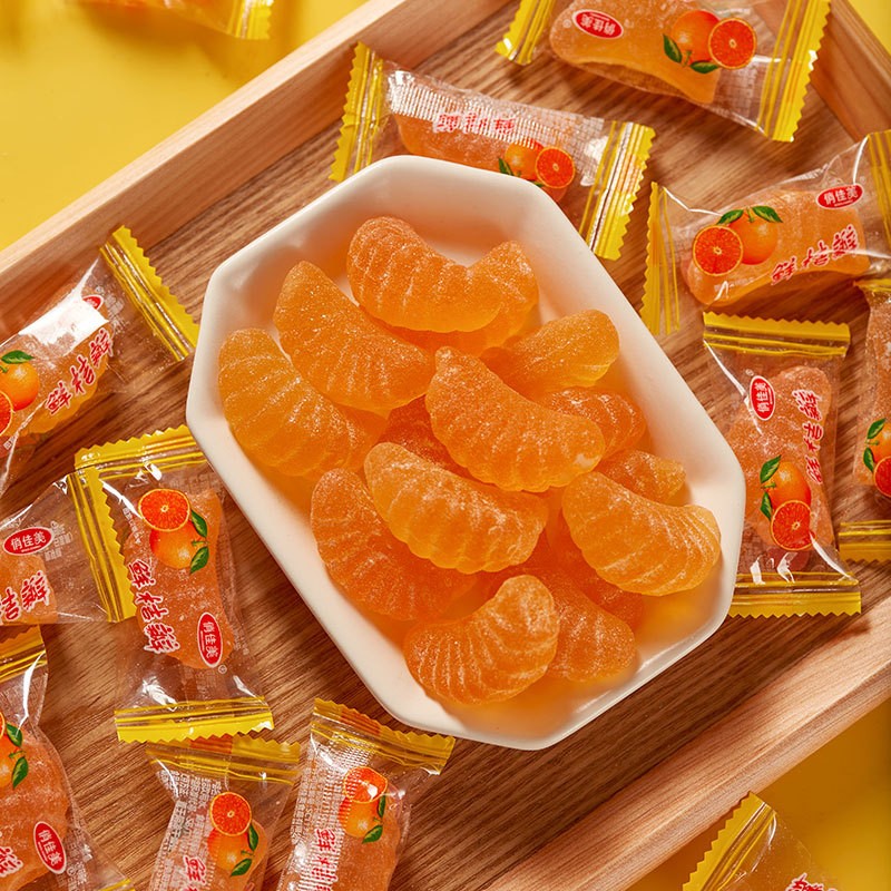 桔子味软糖500g水果味橘子糖儿时怀旧凝胶糖果袋装年货喜糖代发整图3