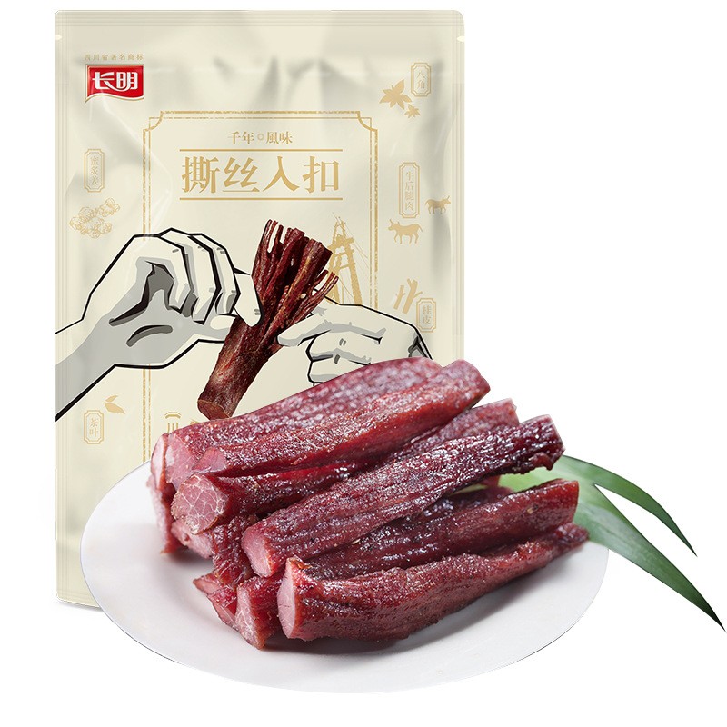 批发四川特产牛肉干 长明手撕牛肉条 风干牛肉干 250g