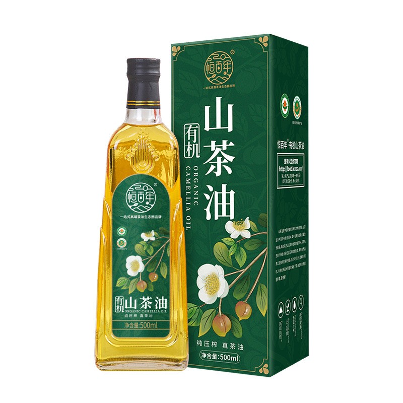 恒百年绿色500ml有机物理压榨有机山茶油茶籽油月子山茶籽植物油图4