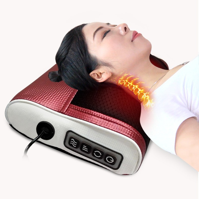 一件代发颈椎按摩器颈部肩部腰部背部多功能按摩枕加热电动按摩垫