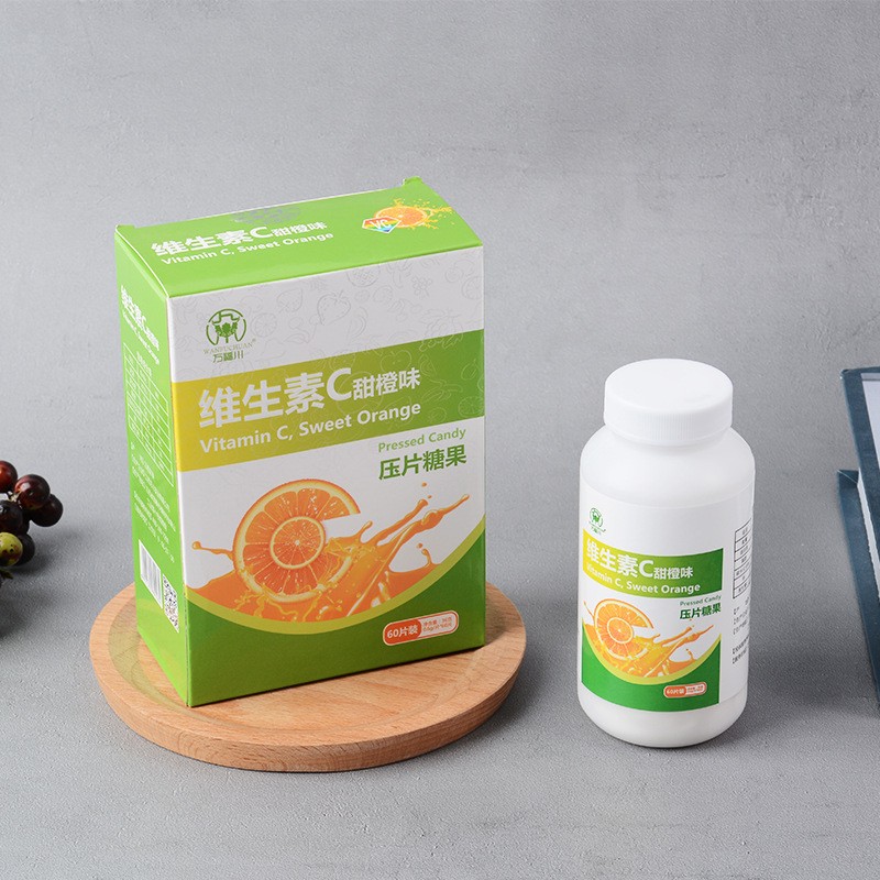 厂家货源甜橙味维生素C压片糖果微商抖音代发60片/盒图1