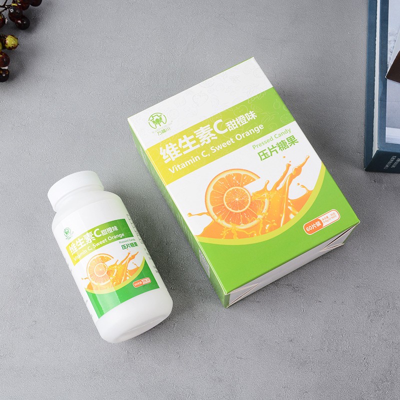 厂家货源甜橙味维生素C压片糖果微商抖音代发60片/盒图3