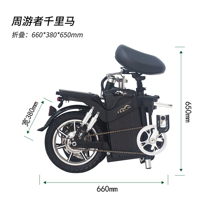 周游者千里马折叠电动自行车新款小型男女超轻便携代驾专用电单车图3