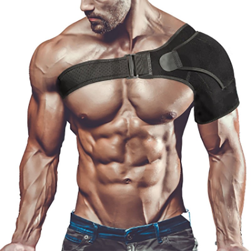 跨境运动护肩带氯丁橡胶篮球防肌肉拉伤可调节护肩带冰敷运动护具