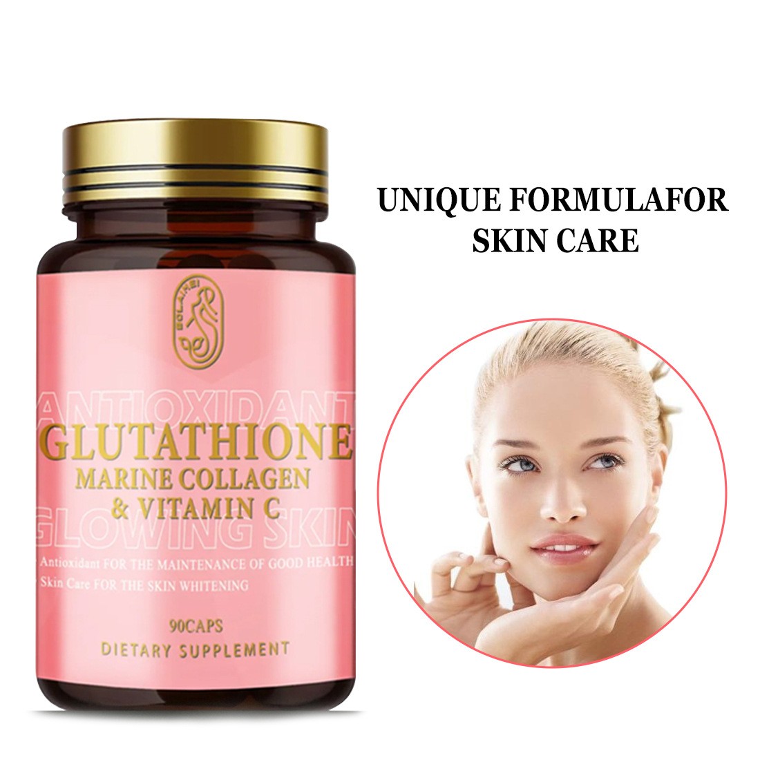 跨境出口美白谷胱甘肽胶囊SKIN WHITENING鱼胶原蛋 白VC胶囊图3
